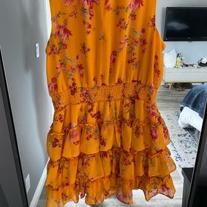 1 State yellow floral dress with ruffles.  Size large